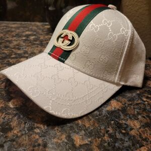 Gucci White Monogram Baseball Cap